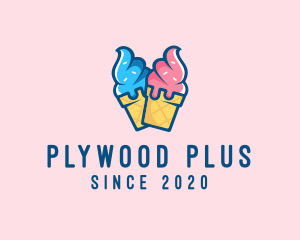 Pink Blue Ice Cream logo design