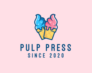 Pink Blue Ice Cream logo design