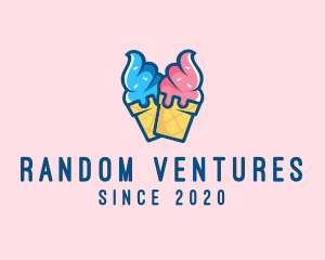 Pink Blue Ice Cream logo design