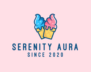 Pink Blue Ice Cream logo design