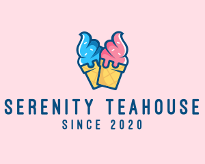 Pink Blue Ice Cream logo design