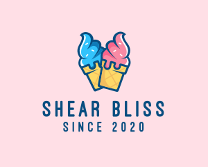 Pink Blue Ice Cream logo design