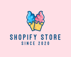 Pink Blue Ice Cream logo design