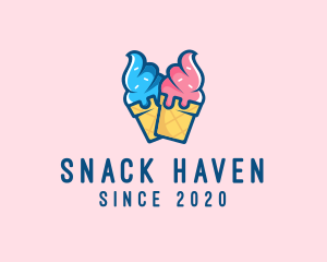 Pink Blue Ice Cream logo design