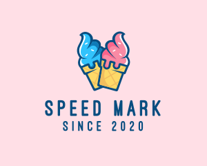 Pink Blue Ice Cream logo design