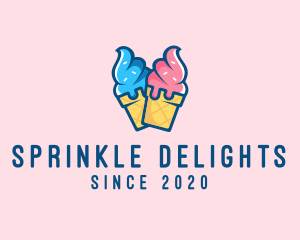 Pink Blue Ice Cream logo design