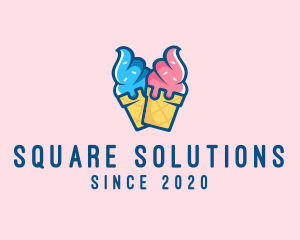 Pink Blue Ice Cream logo design