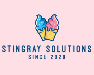 Pink Blue Ice Cream logo design