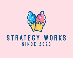 Pink Blue Ice Cream logo design