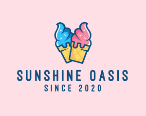 Pink Blue Ice Cream logo design