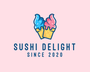 Pink Blue Ice Cream logo design