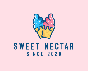 Pink Blue Ice Cream logo design