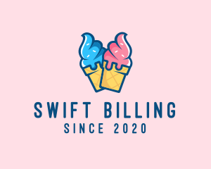 Pink Blue Ice Cream logo design