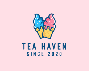 Pink Blue Ice Cream logo design