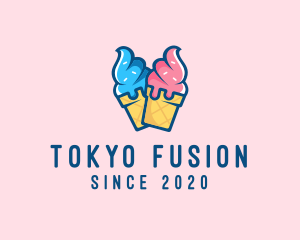 Pink Blue Ice Cream logo design