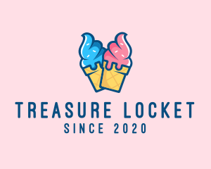 Pink Blue Ice Cream logo design