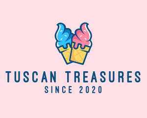 Pink Blue Ice Cream logo design