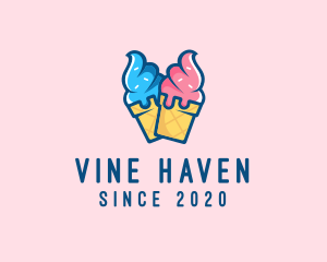 Pink Blue Ice Cream logo design