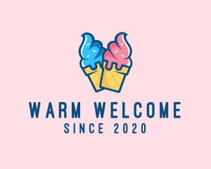 Pink Blue Ice Cream logo design