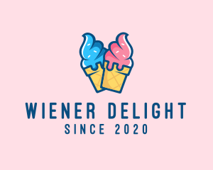 Pink Blue Ice Cream logo design