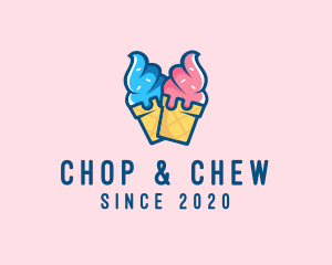 Pink Blue Ice Cream logo design