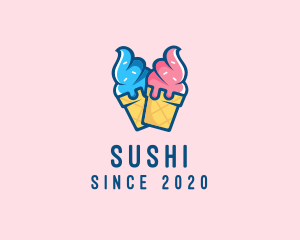 Pink Blue Ice Cream logo design