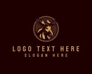 Stag - Wild Moose Antler logo design