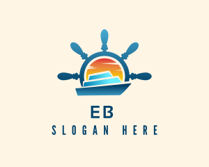 Tourism - Yacht Steering Wheel Sunset logo design