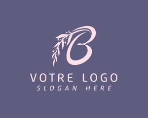 Pink Leaves Letter B Logo