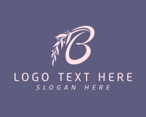 Floral - Pink Leaves Letter B logo design