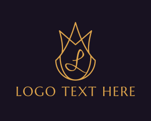 Queen - Golden Queen Crown Letter logo design
