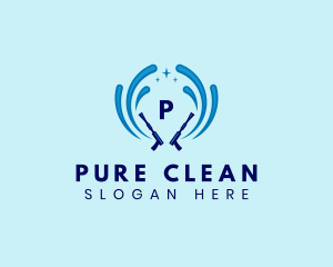 Pressure Washer Water Cleaning logo design