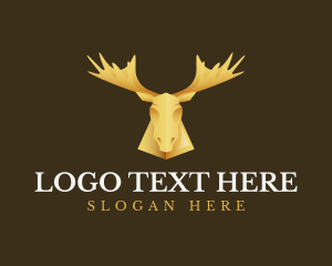 Deer - Golden Moose Antler logo design