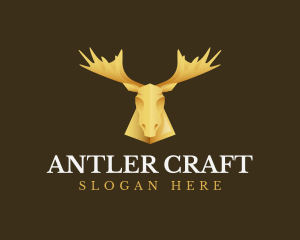 Antlers - Golden Moose Antler logo design