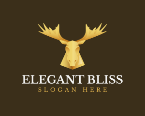 Elk - Golden Moose Antler logo design