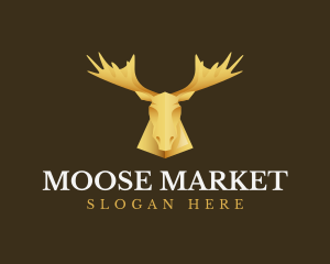 Moose - Golden Moose Antler logo design