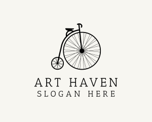 Minimalist Penny Farthing Bicycle logo design