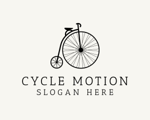 Minimalist Penny Farthing Bicycle logo design
