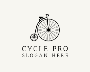 Minimalist Penny Farthing Bicycle logo design