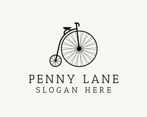 Minimalist Penny Farthing Bicycle logo design