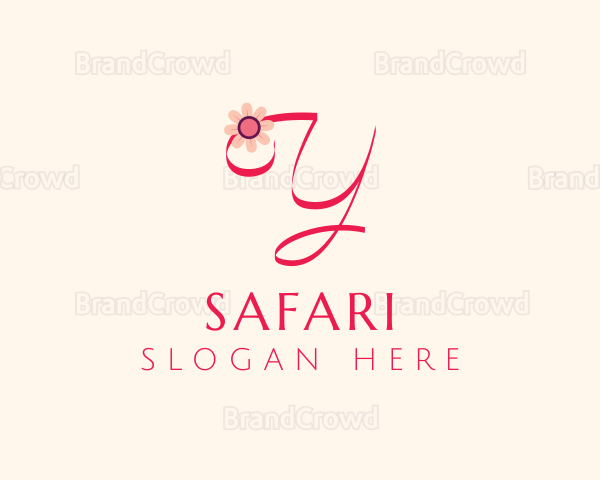 Pink Flower Letter Y Logo