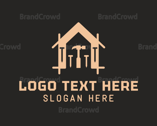 Home Construction Nail Hammer Logo