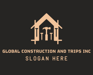 Home Construction Nail Hammer  logo design