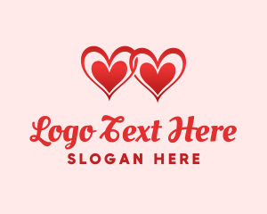 Valentine - Red Love Hearts logo design