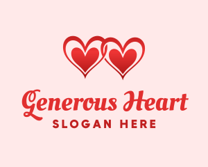 Red Love Hearts logo design