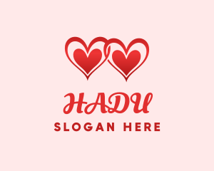 Red Love Hearts logo design