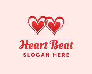 Red Love Hearts logo design