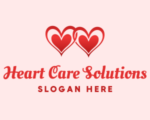 Red Love Hearts logo design