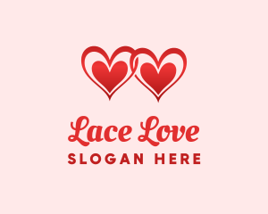 Red Love Hearts logo design