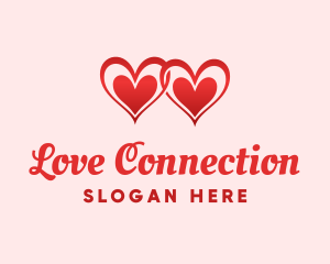 Red Love Hearts logo design